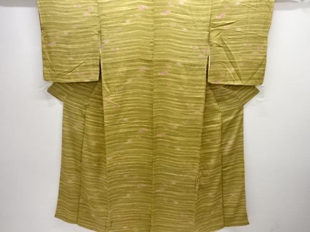 Taisho Roman Yokodangumi Woodleaf Pattern Kimono